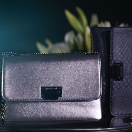 Luxury Handbags Julien Fournie Haute Couture Metallic Handbag and Deep Black Handbag